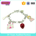 Lovely Silver Plated Charm Bracelet with Tower and Strawberry